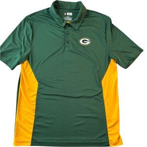 Green Bay Packers Shirt Men's Short Sleeve Polo Logo Green Yellow Size Large